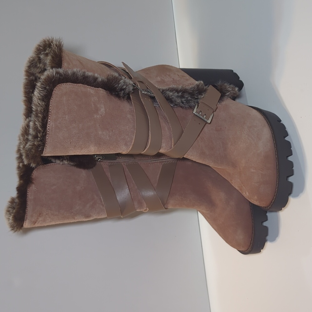 Charles David Gideon Suede Leather Heeled Boots Size 10 - Picture 2 of 16
